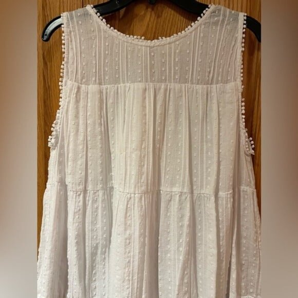 Urban Outfitters Cotton White Swiss Dot Swing Lined Boho Mini Dress Size XS - Picture 2 of 10